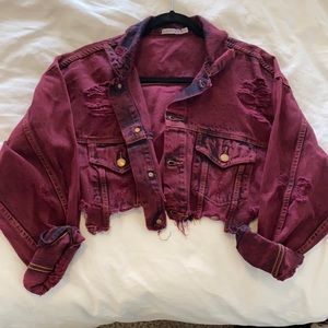 CARMAR XS maroon/dark bleach cropped Jean jacket
